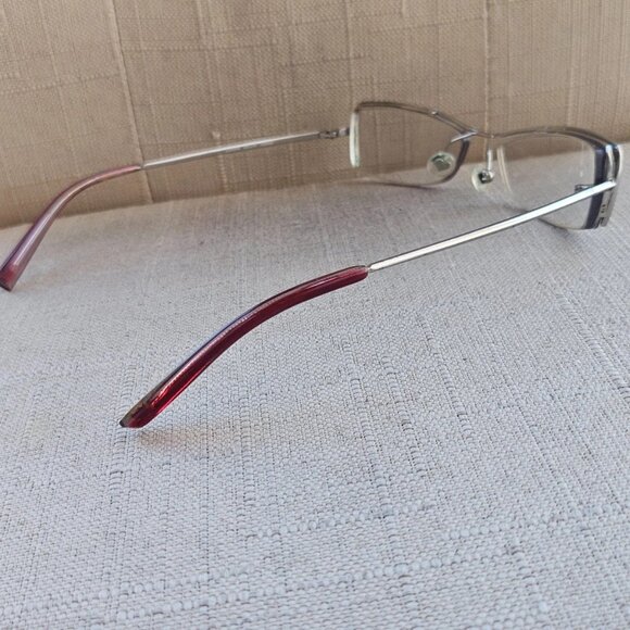 Bebe Women Glasses Frame Chrome Half Rim Eyeglasses Silver Tone Eyewear - Picture 5 of 12